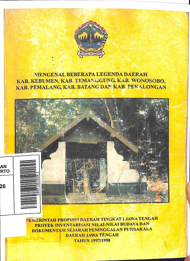 Sampul Mengenal Beberapa Legenda Daerah Kab. Kebumen, Kab. Temanggung, Kab. Wonosobo, Kab. Pemalang, Kab. Batang, dan Kab. Pekalongan (Pojok Penginyongan)